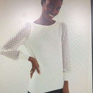 Loft Swiss Dot Sleeve Sweater size Large